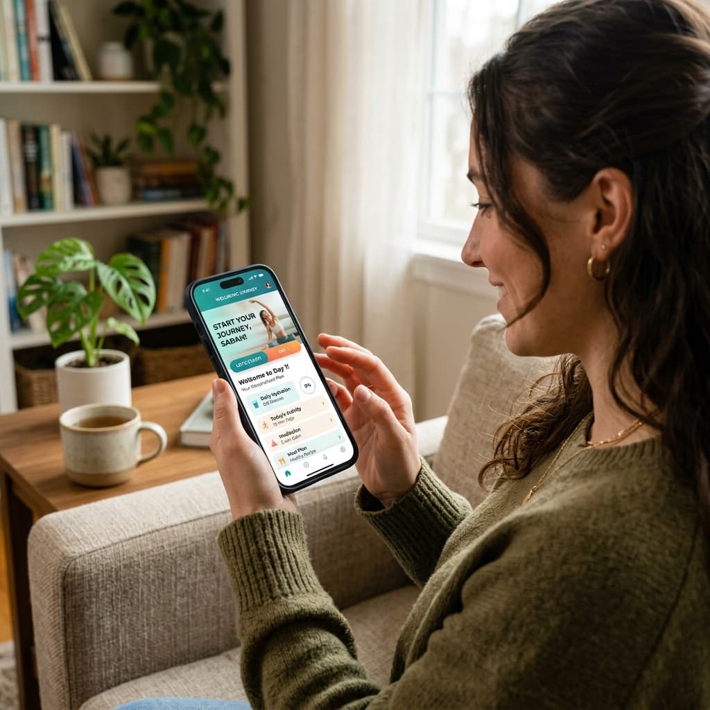 Person starting health journey on smartphone